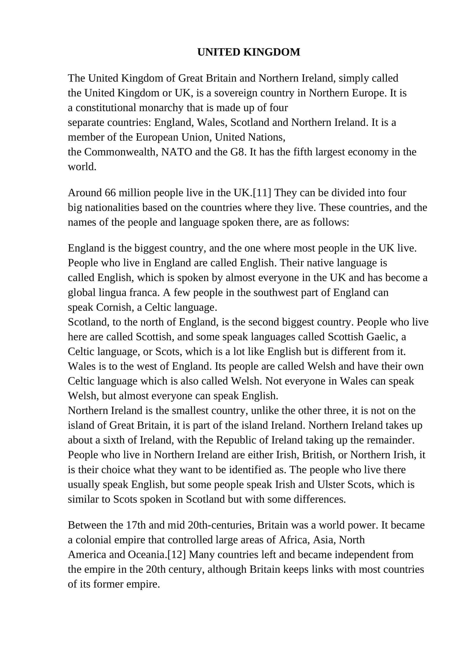 Mavzu: UNITED KINGDOM 1
