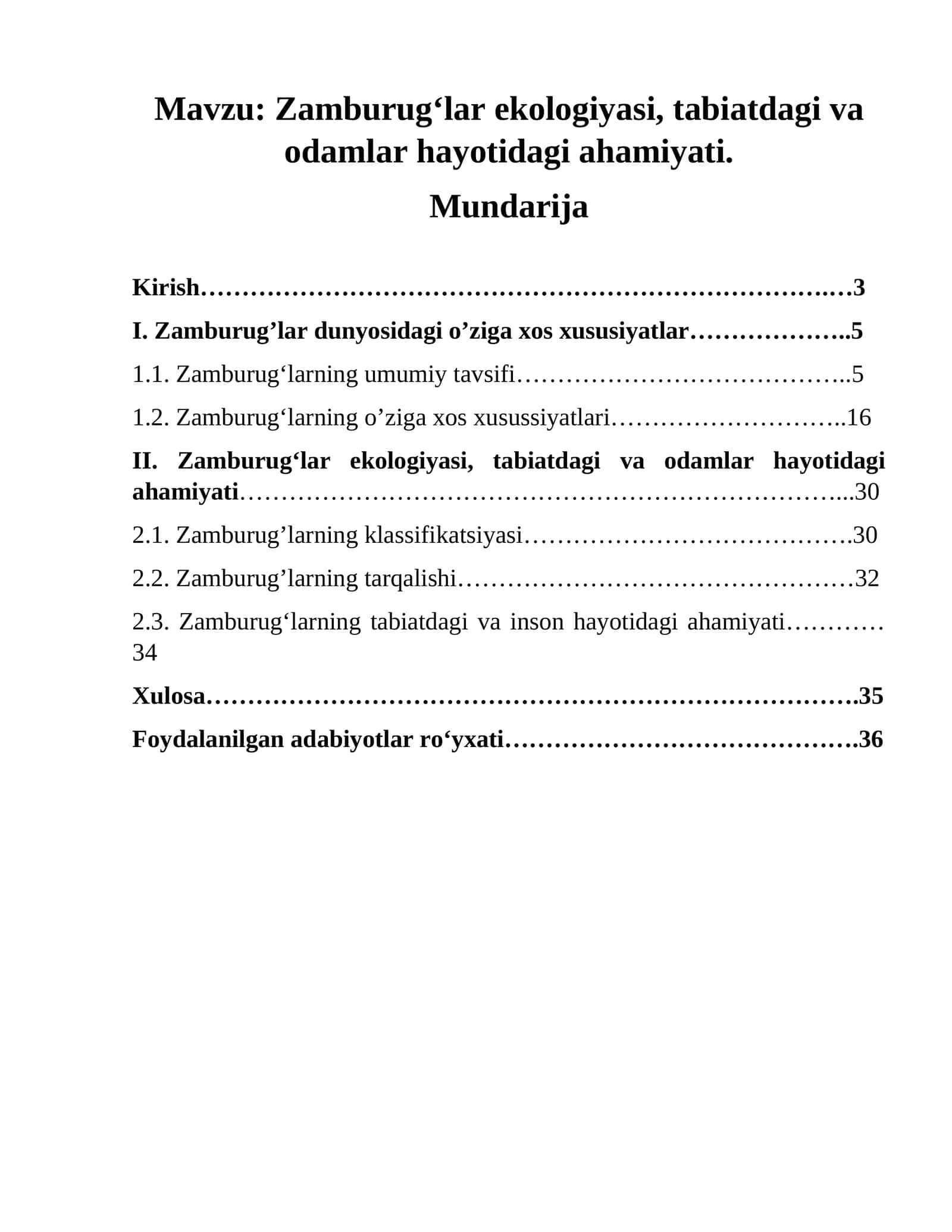 Zamburugʻlar ekologiyasi, tabiatdagi va odamlar hayotidagi ahamiyati 1