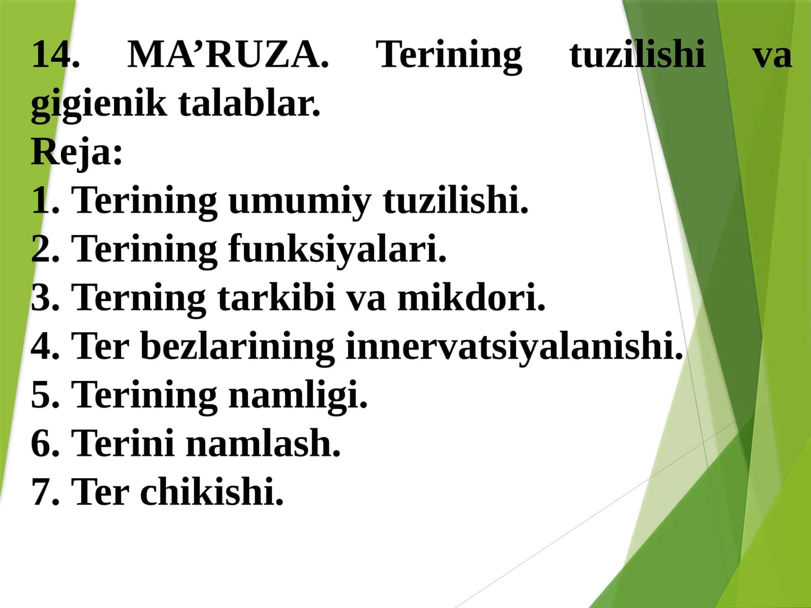Terining tuzilishi va gigienik talablar 1