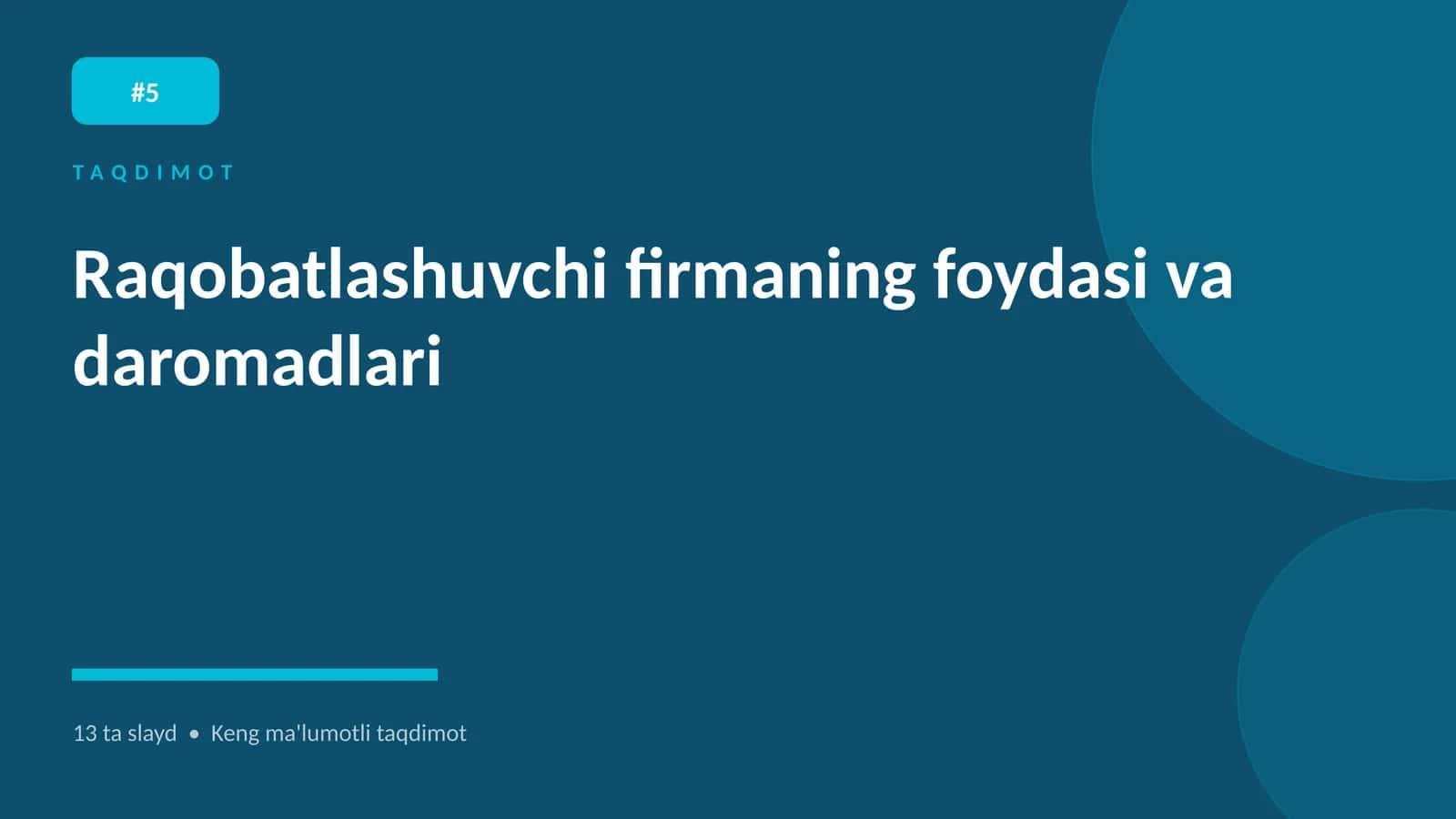 Raqobatlashuvchi firmaning foydasi va daromadlari 1