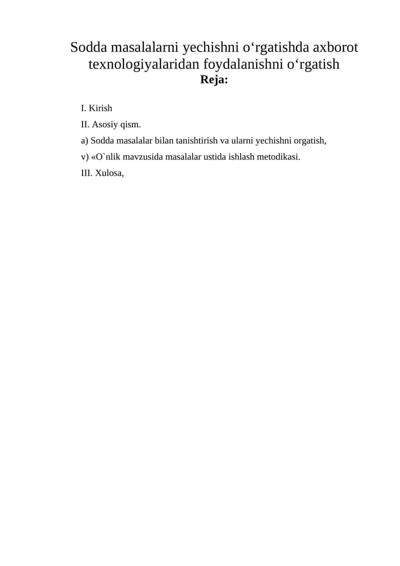 Sodda masalalar yechish 1