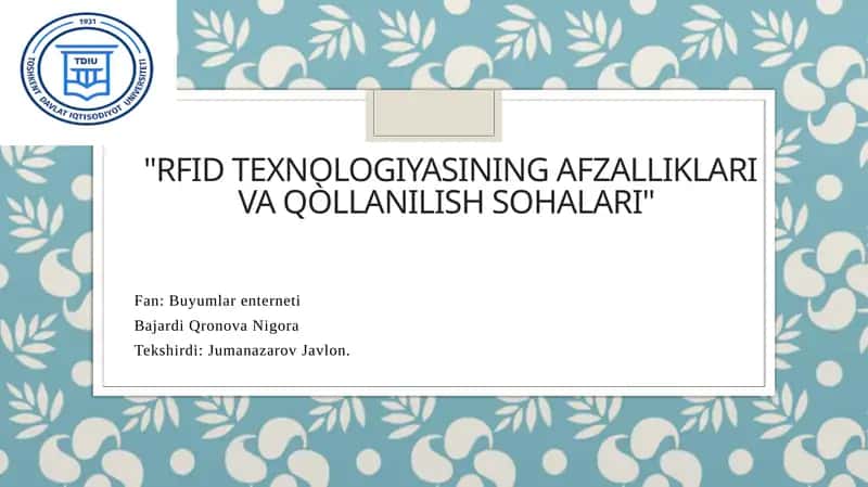 RFID texnologiyasining afzalliklari va qo'llanilish sohalari 1