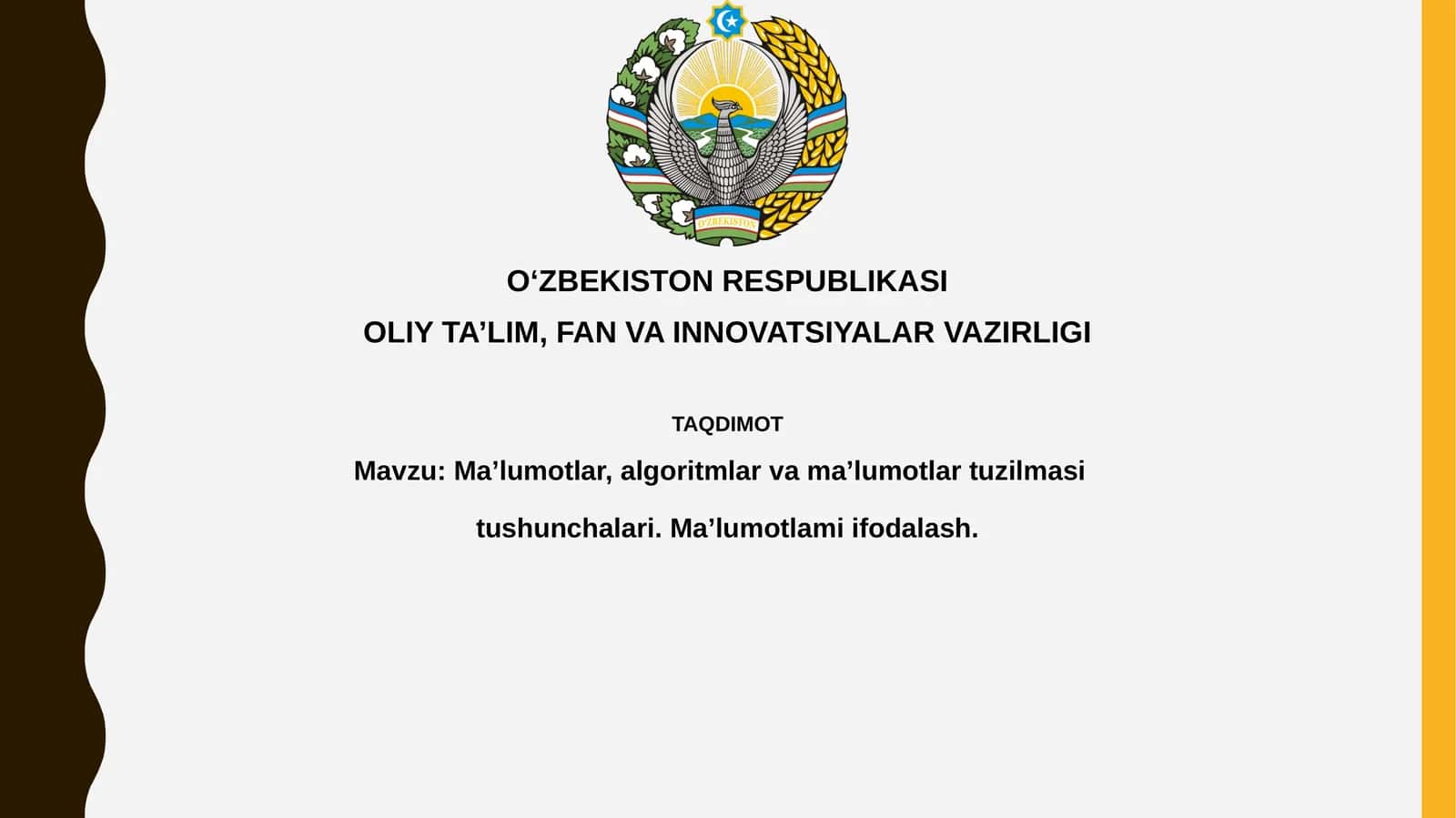 Ma’lumotlar, Algoritmlar va Ma’lumotlar Tuzilmalari Asoslari 1