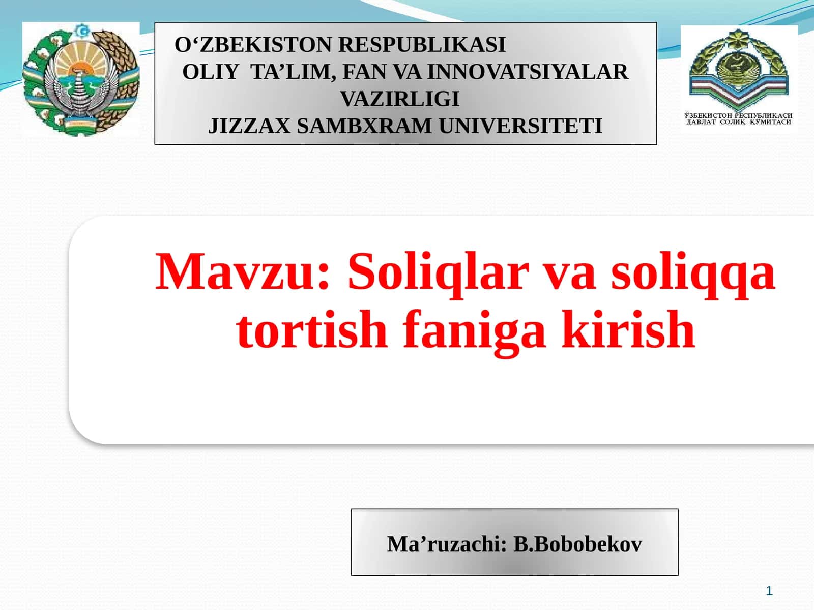 Soliqlar va soliqqa tortish fanini o‘qitish 1