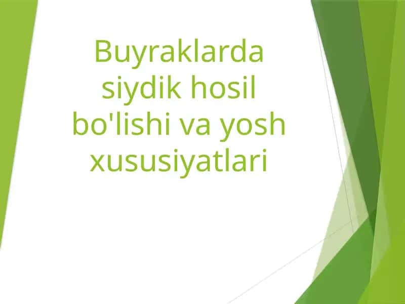 Buyraklarda siydik hosil bo'lishi va yosh xususiyatlari 1