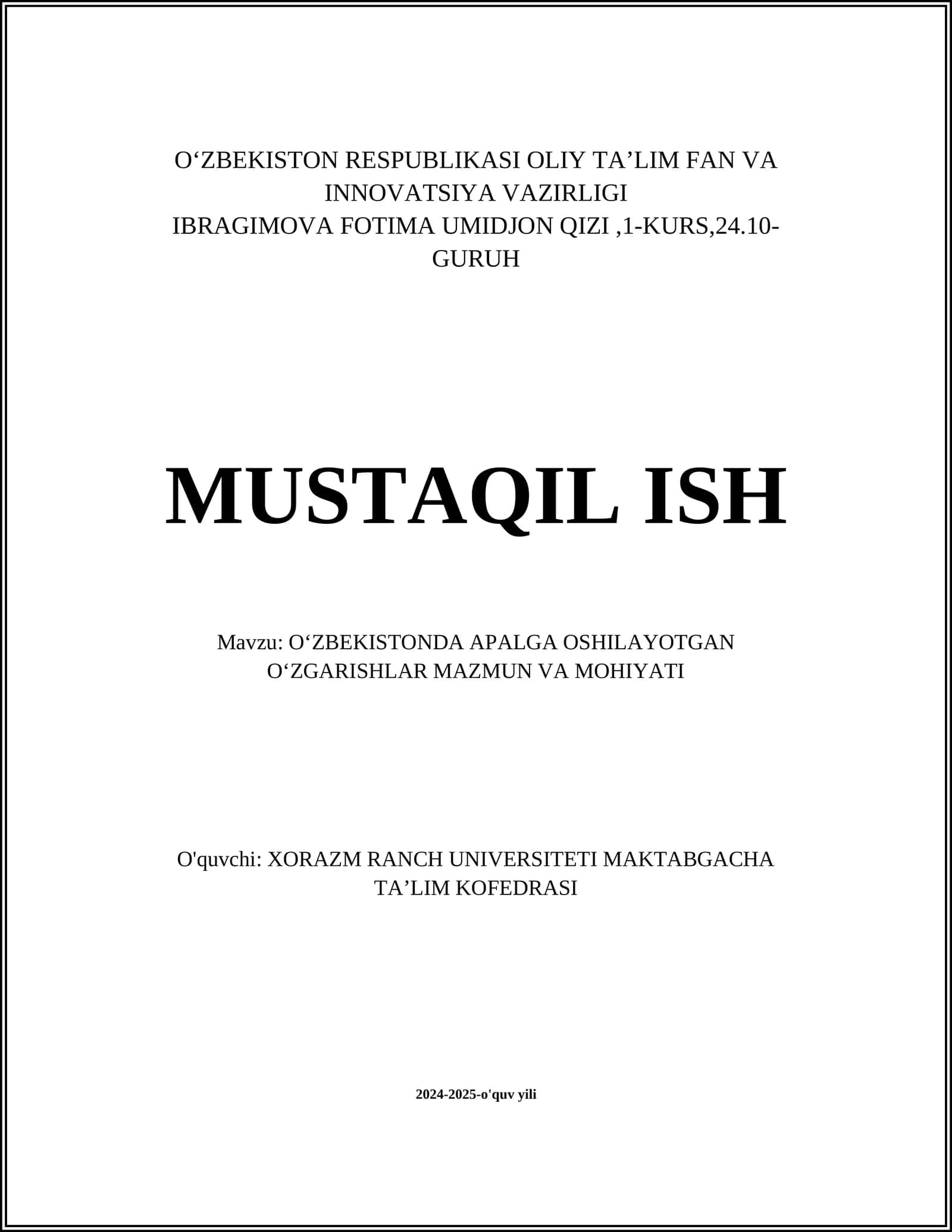 OʻZBEKISTONDA APALGA OSHILAYOTGAN OʻZGARISHLAR MAZMUN VA MOHIYATI 1
