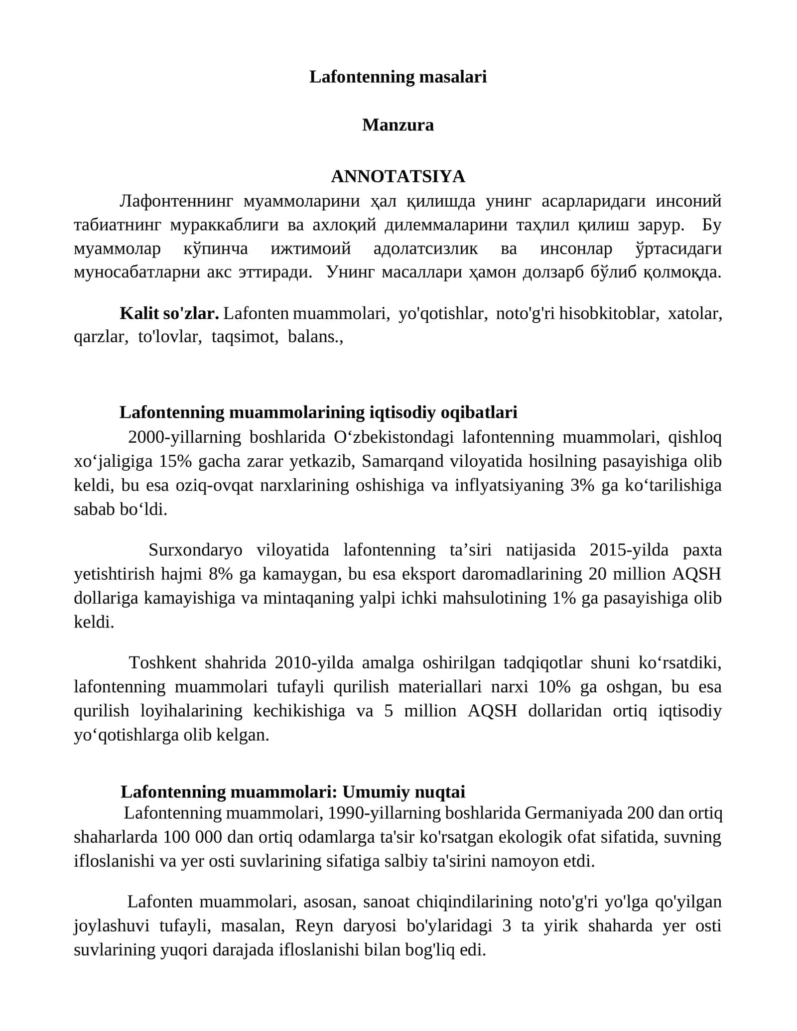 Lafontenning masalari 1