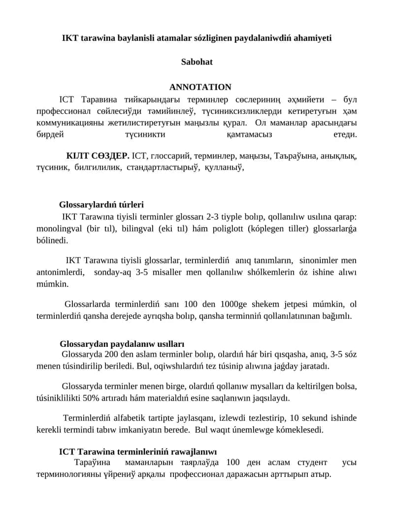 IKT Tarawına tiyisli terminler glossarı 1