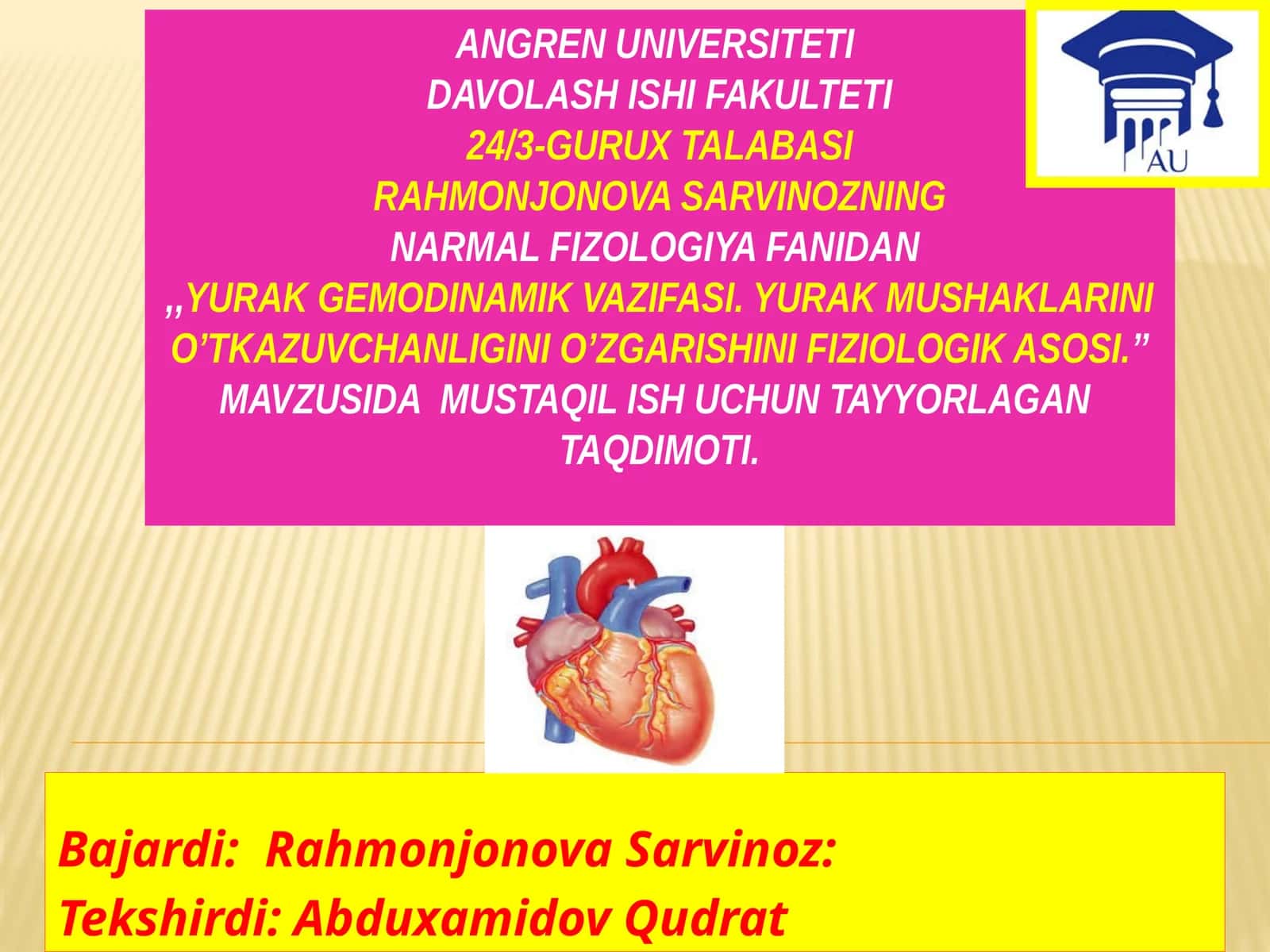 Narmal fiziyologiya fanidan 1