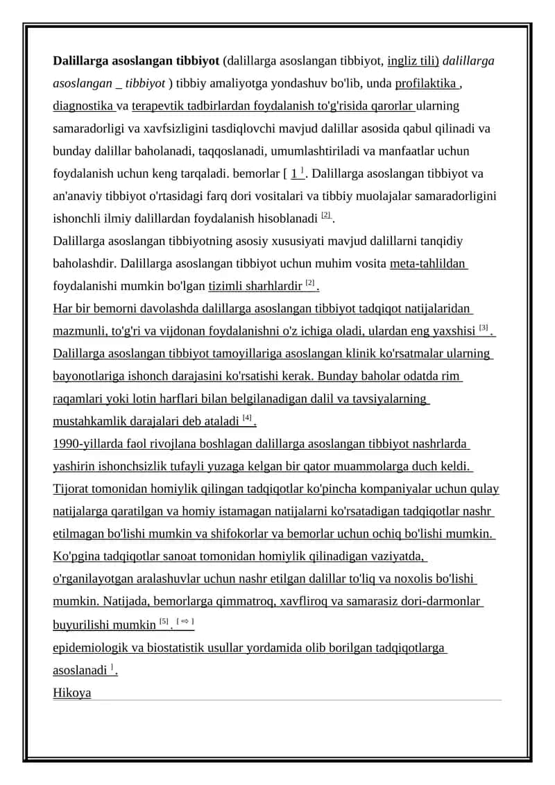 Dalillarga asoslangan tibbiyot 1