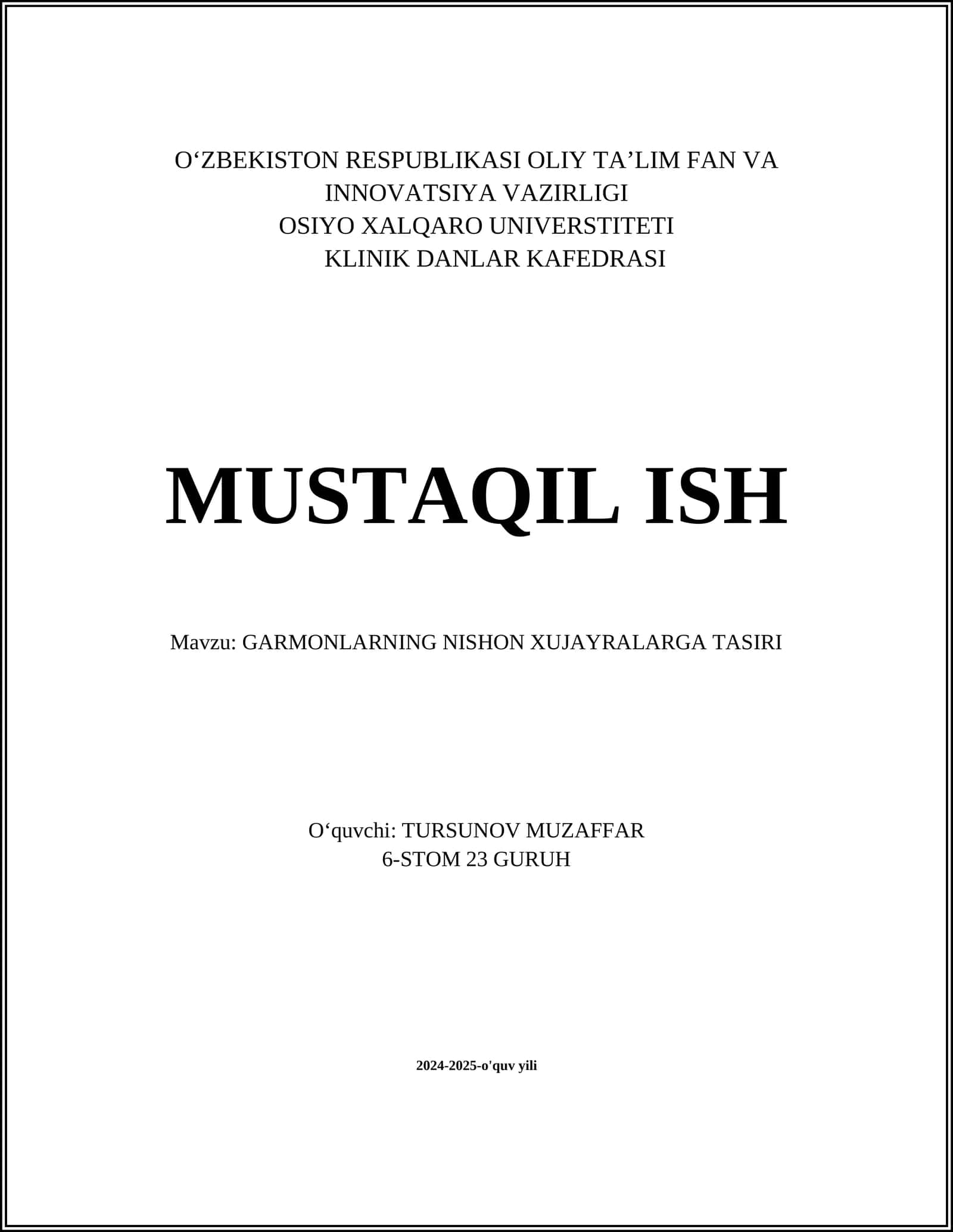 GARMONLARNING NISHON XUJAYRALARGA TASIRI 1