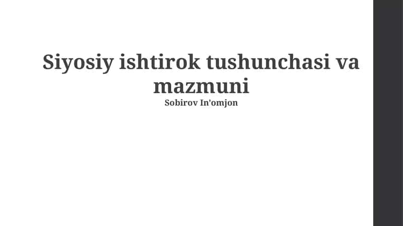 Siyosiy ishtirok tushunchasi va mazmuni 1