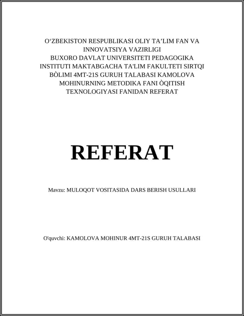 MULOQOT VOSITASIDA DARS BERISH USULLARI 1