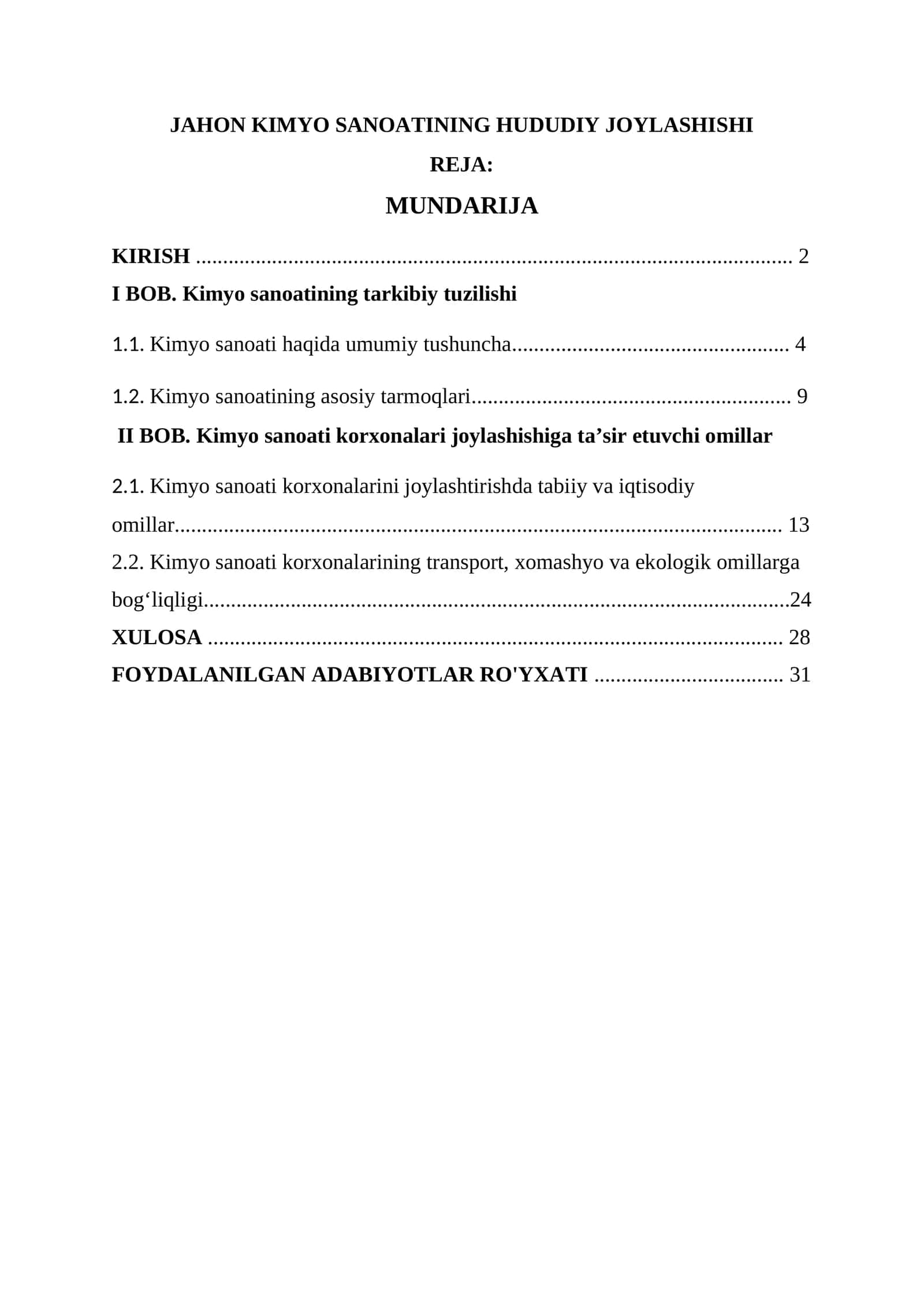 JAHON KIMYO SANOATINING HUDUDIY JOYLASHISHI 1