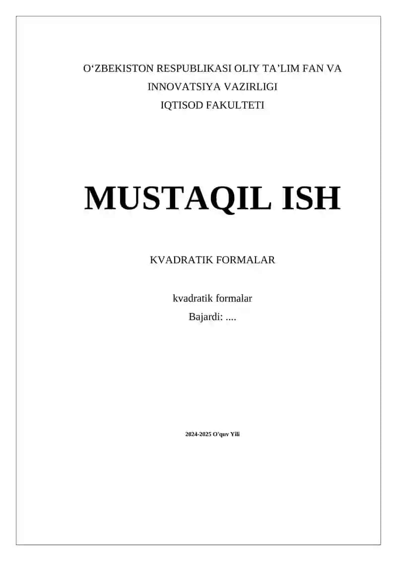 Kvadratik Formalar