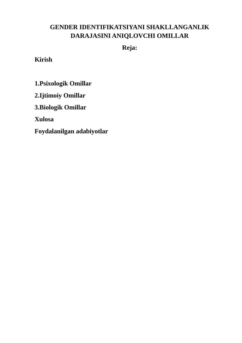 GENDER IDENTIFIKATSIYANI SHAKLLANGANLIK DARAJASINI ANIQLOVCHI OMILLAR 1