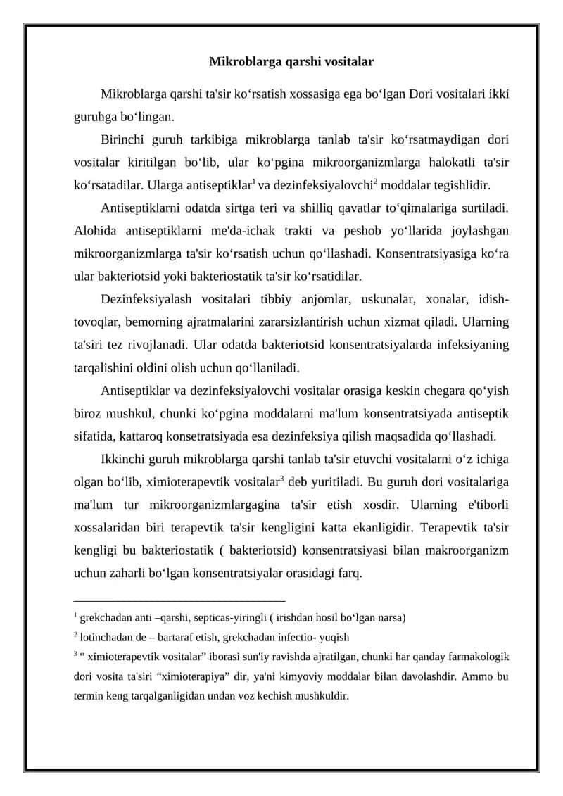 Mikroblarga qarshi vositalar 1