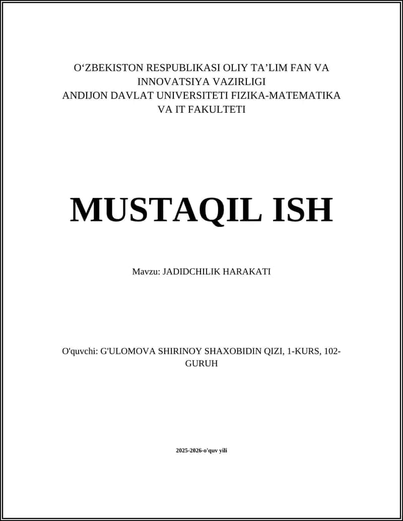 Jadidchilik Harakati 1