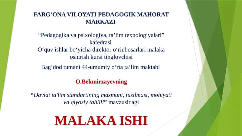 Davlat ta'lim standartlarining(DTS) mazmuni, tuzilmasi, mohiyati va qiyosiy tahlili 1