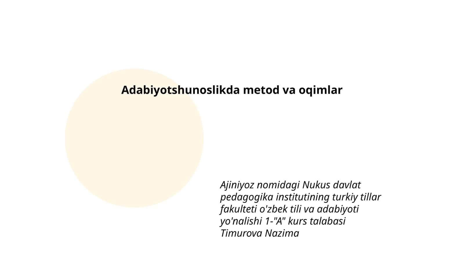 Adabiyotshunoslikda metod va oqimlar 1