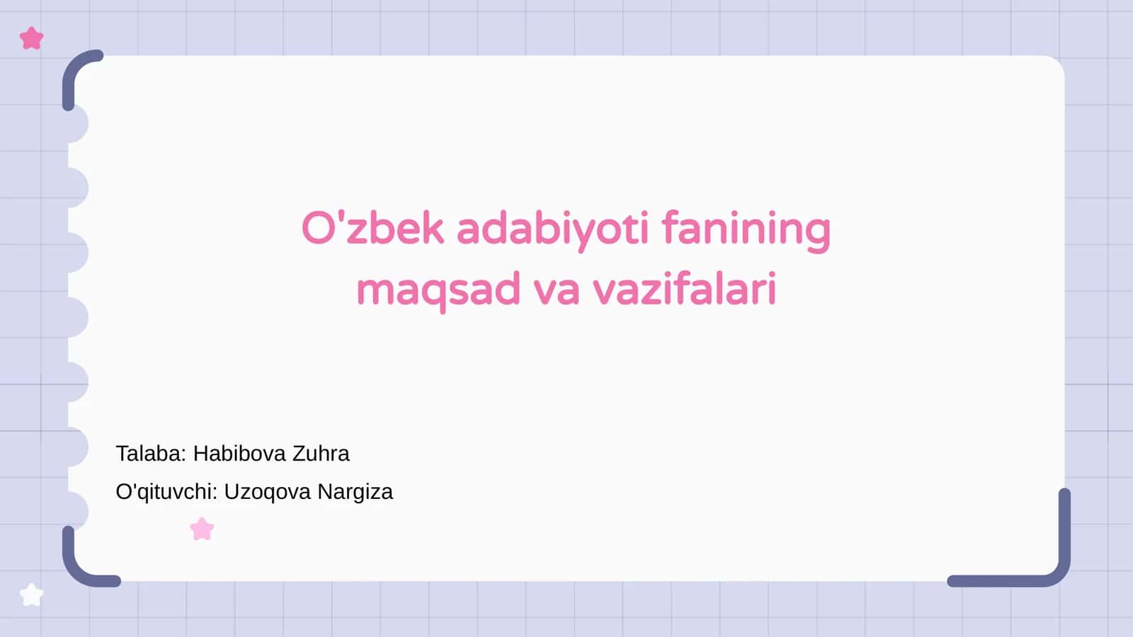 O'zbek adabiyoti fanining maqsad va vazifalari 1