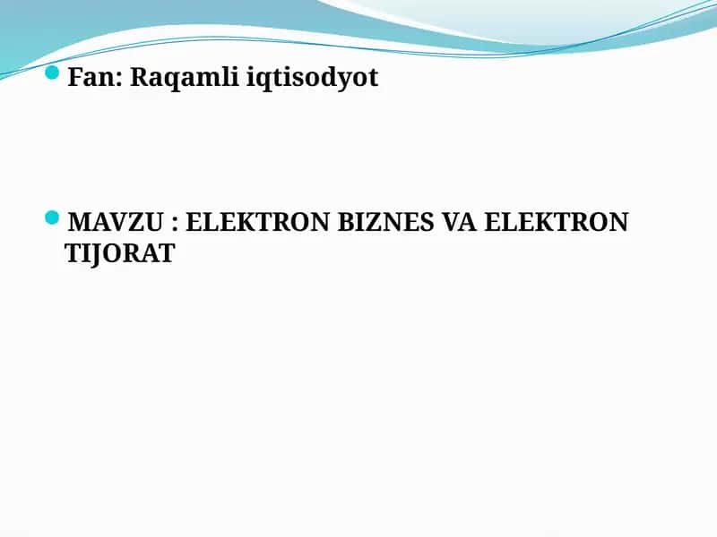 Elektron Biznes va Elektron Tijorat 1