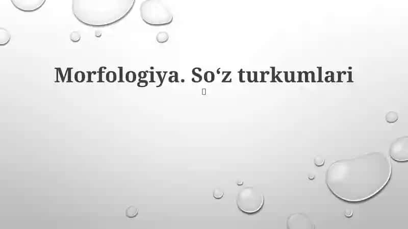 Morfologiya. Soʻz turkumlari