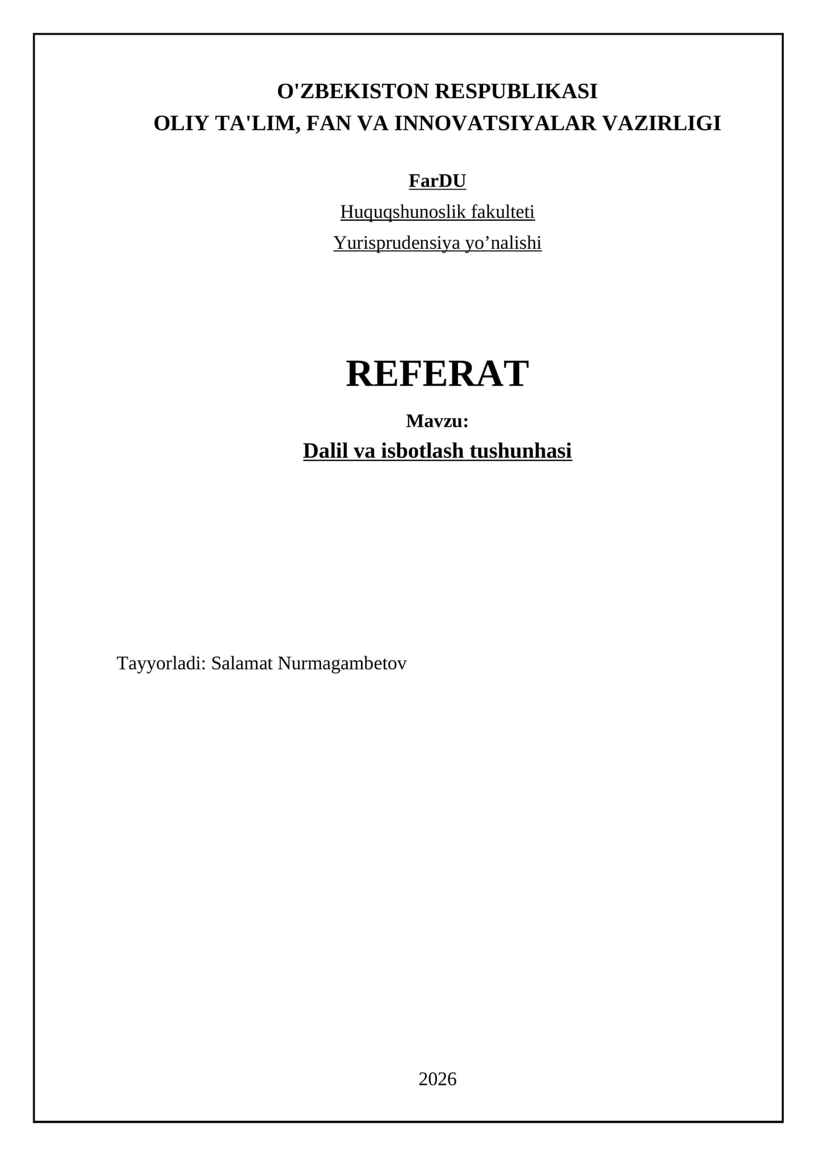 Dalil va isbotlash tushunchalari 1
