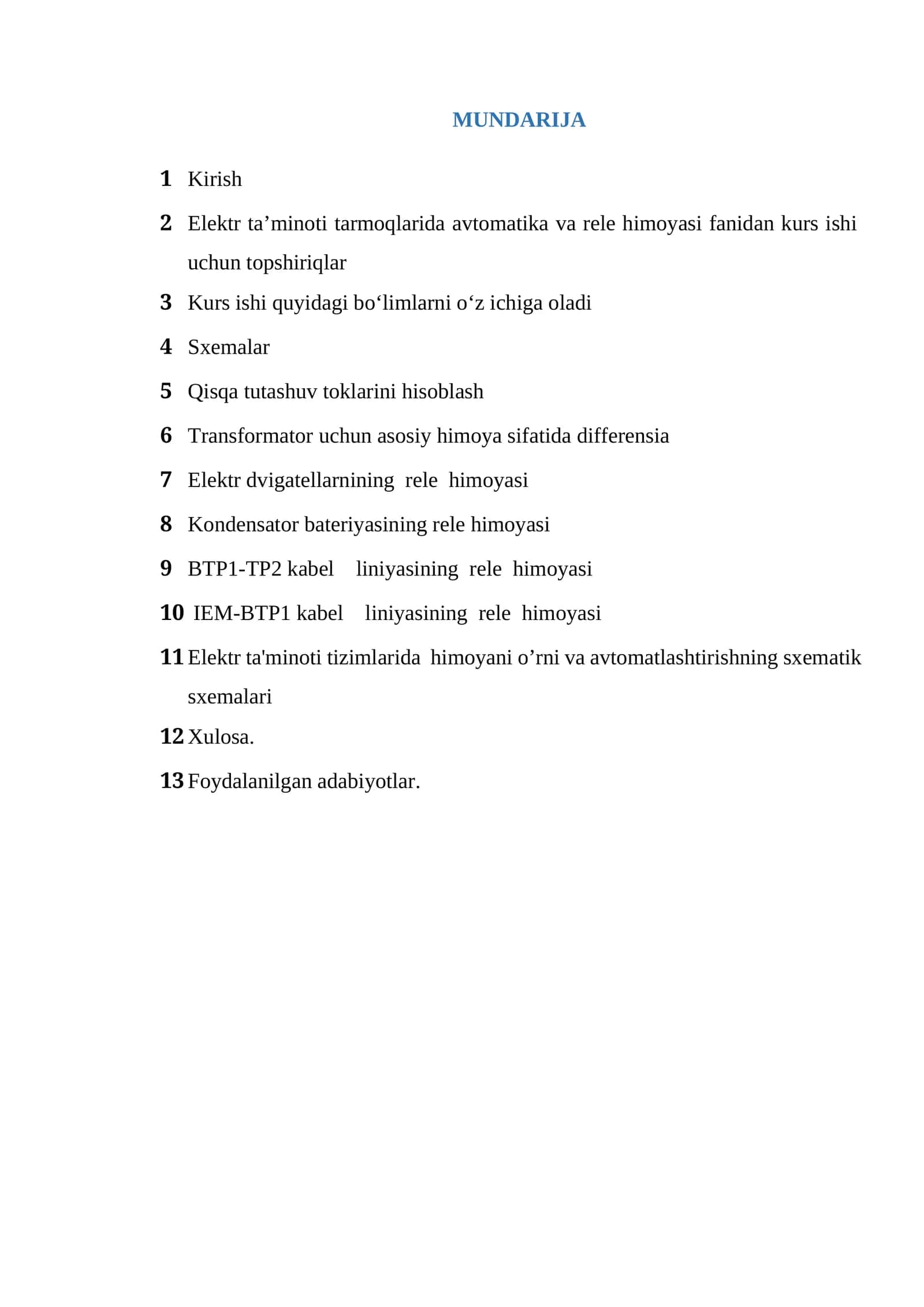 Elektr ta’minoti tarmoqlarida avtomatika va rele himoyasi 1