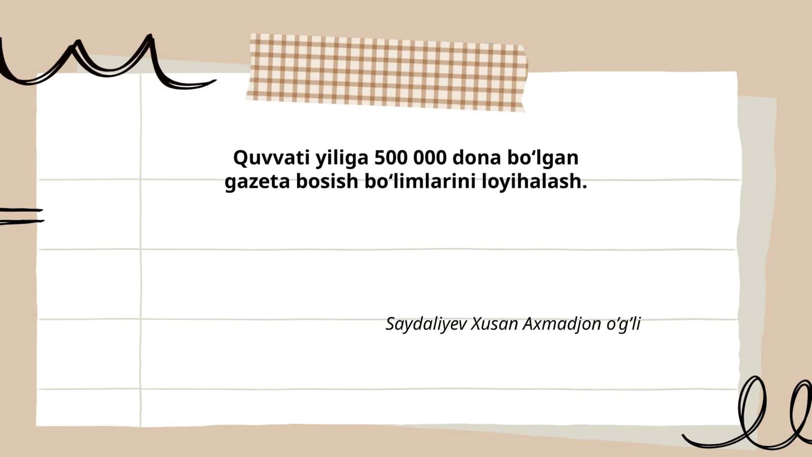 Gazeta bosish liniyasi loyihasi 1