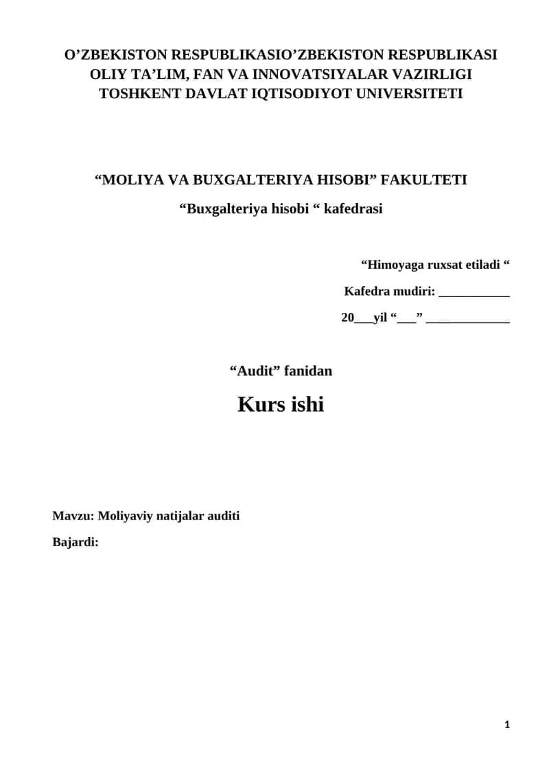 Moliyaviy natijalar auditi 1
