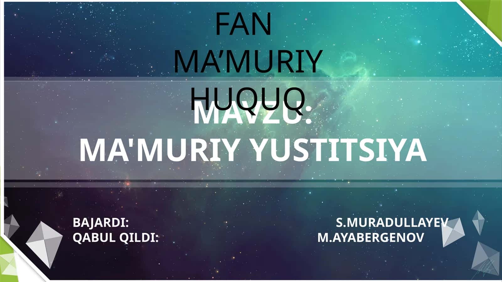MA'MURIYY USTITSIYA 1