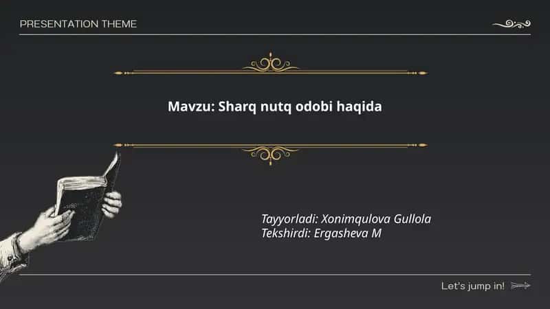 Sharq nutq odobi haqida 1