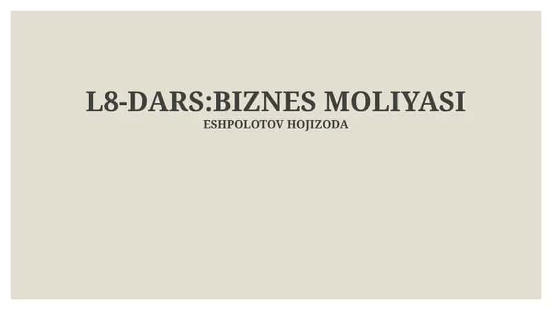 BIZNES MOLIYASI 1