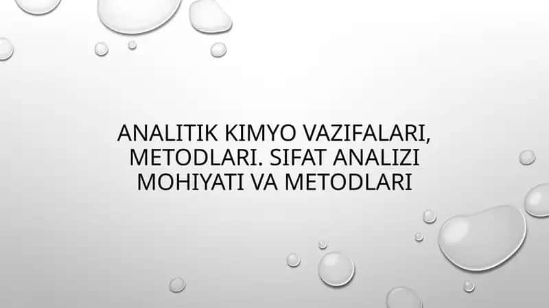Analitik kimyo va vazifalari 1