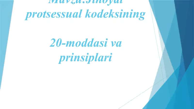 Jinoyat protsessual kodeksining 20-moddasi va prinsi 1