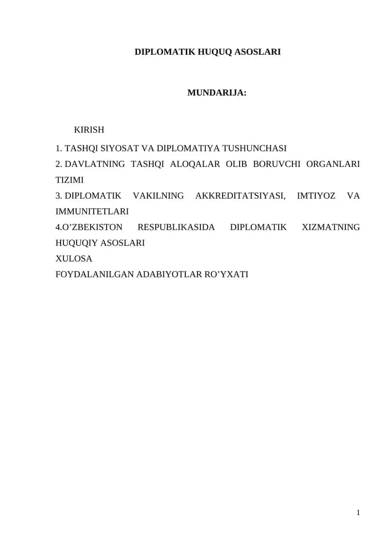 DIPLOMATIK HUQUQ ASOSLARI 1