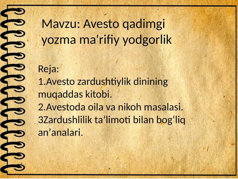 Avestoqadimgiyozmama'rifiyyodgorlik 1