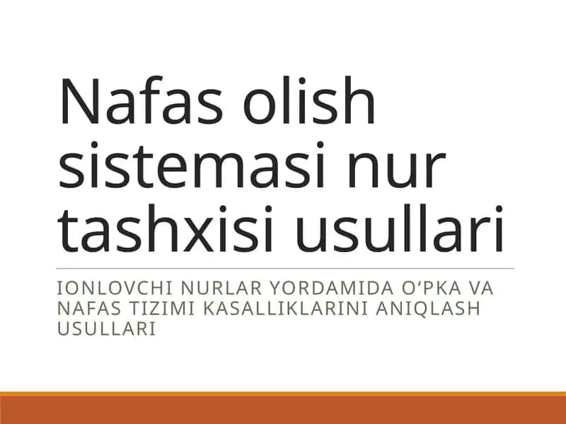 Nafas olish sistemasini tashqil etish 1