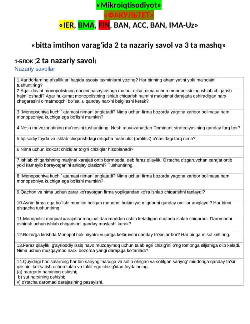 Mikroiqtisodiyot 1