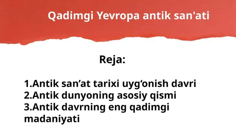 Qadimgi Yevropa antik san'ati 1