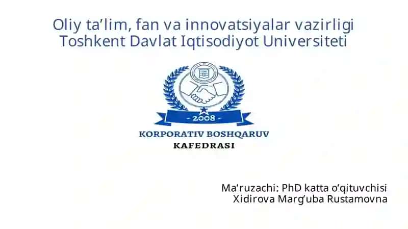 Korporativ tuzilmalar va korporativ jamiyatlar faoliyati