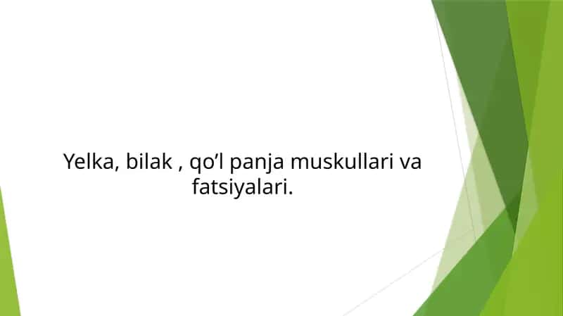 Yelka, bilak, qo’l panjasi muskullari va fatsiyalari 1