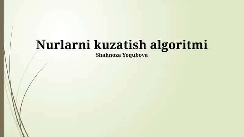 Yorug'likni Kuzatish Algoritmi 1