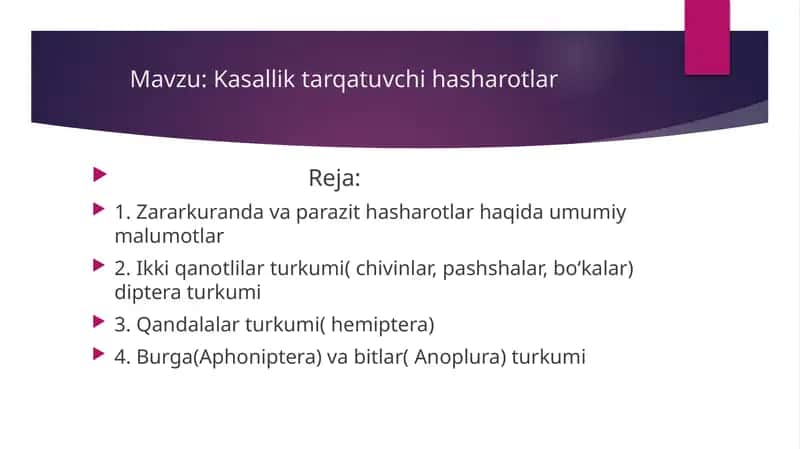 Kasallik tarqatuvchi hasharotlar 1