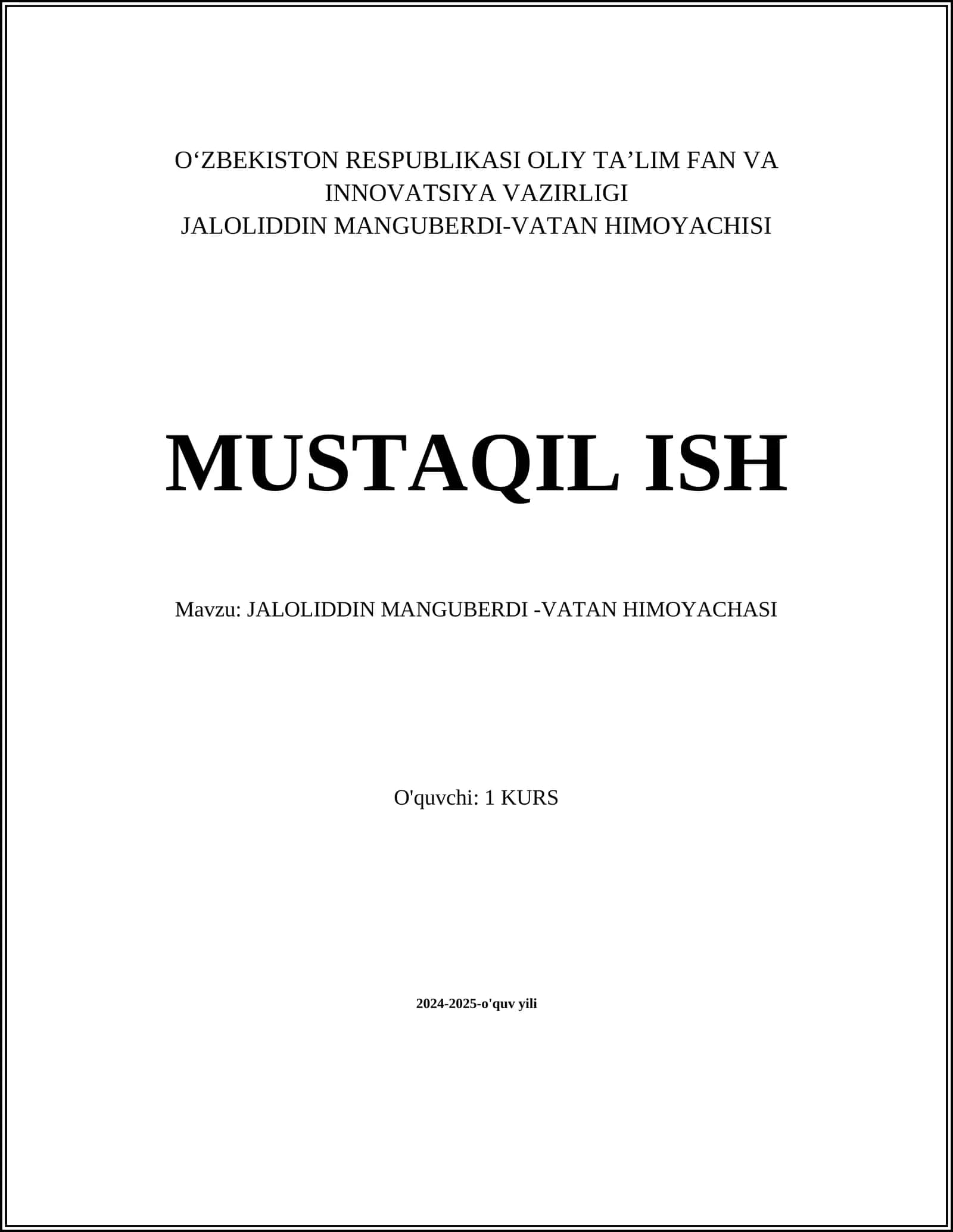 Jaloliddin Manguberdi-Vatan Himoqachisi 1