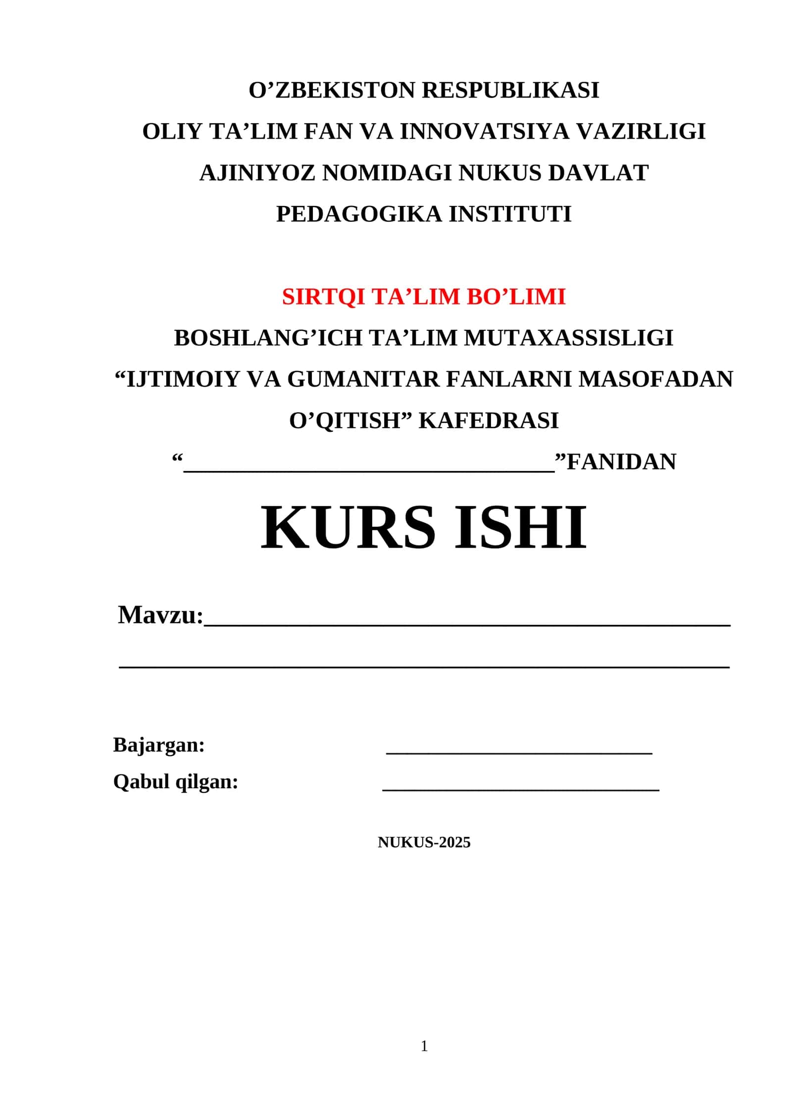 “_______________________________”FANIDAN KURS ISHI 1