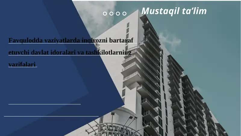 Favqulodda vaziyatlarda inqirozni bartaraf etuvchi davlat idoralari va tashkilotlarning vazifalari 1
