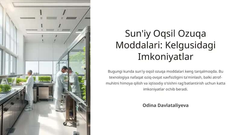 Sun'iy Oqsil Ozuqa Moddalari: Kelgusidagi Imkoniyatlar 1