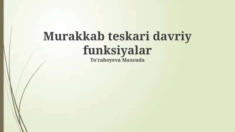 Murakkab teskari davriy funksiyalar 1